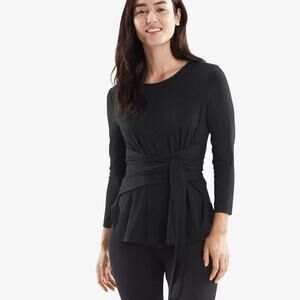 M.M. LaFleur Silk Blend Walker Tie Wrap Around Pullover Knit Crepe Top Medium